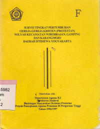 Survei tingkat pertumbuhan gereja-gereja kristen (protestan) wilayah kecamatan wirobrajan, gamping dan karangmojo DIY