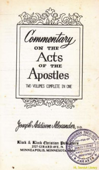 Commentary on the acts of the apostles