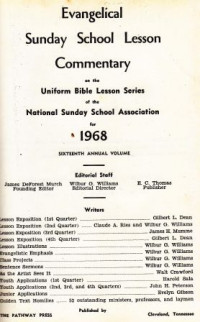 Evangelical sunday school lesson commentary : national sunday school association for 1968