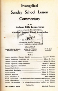 Evangelical sunday school lesson commentary : national sunday school association for 1971