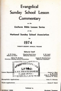 Evangelical sunday school lesson commentary : national sunday school association for 1974