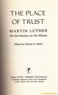 The place of trust : on the sermon on the mount